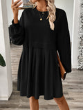 fashion  fall and winter women's pure colorlong sleevespatchworksweatshirtdresselegantwork clothing
