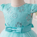 girls' mesh tutu dress - floral party dress for kids - evening performance bowknot dress