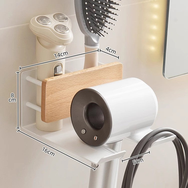 Walnut non-punching electric hair dryer bracket hair dryer wall hanger toilet toilet storage shelf storage artifact