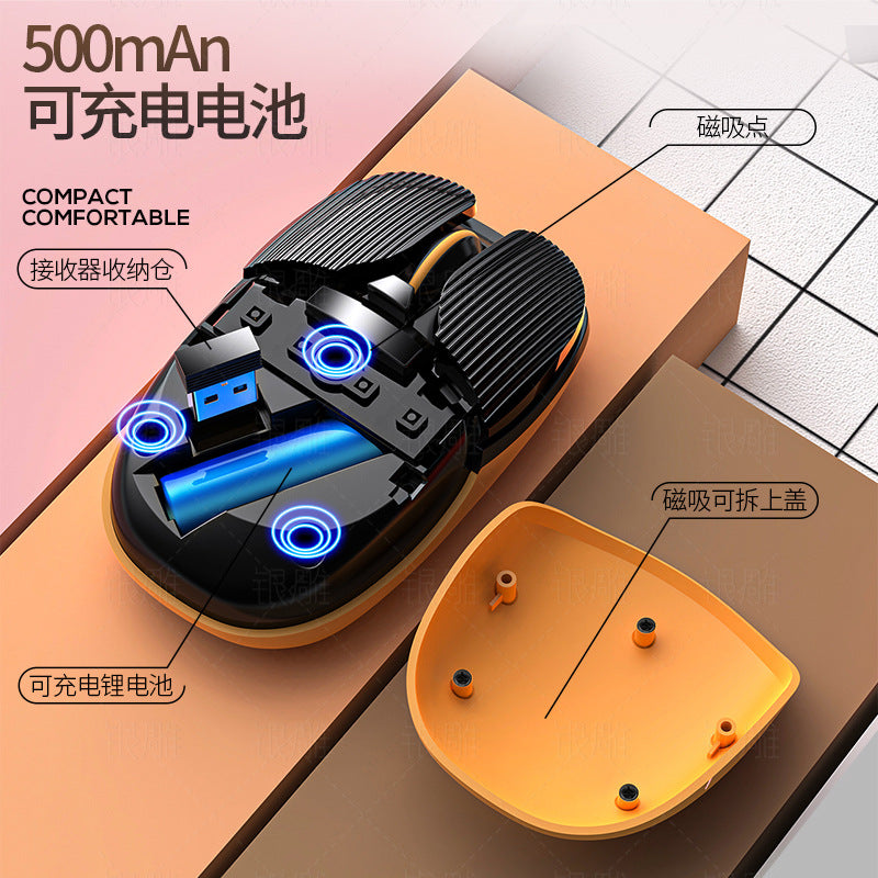 Silver carved a10 cartoon rechargeable wireless mouse - creative bluetooth office gaming mini silent computer accessory - private mold