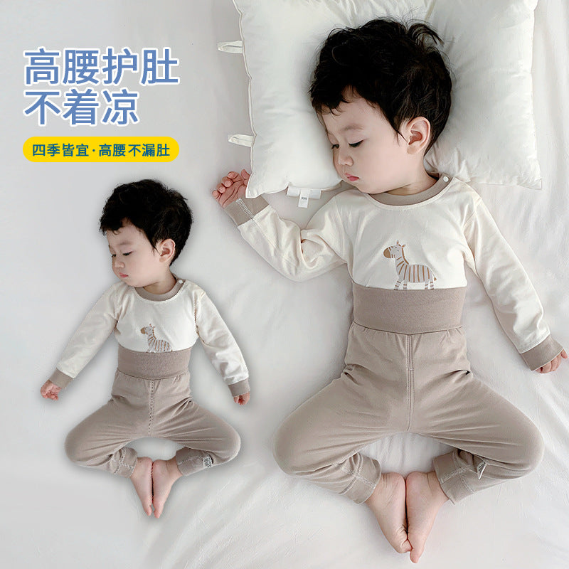 Kids high waist belly protector pure cotton belly protector all year round belly-proof intimatessuit autumn clothes and long trousers infant separates bottom