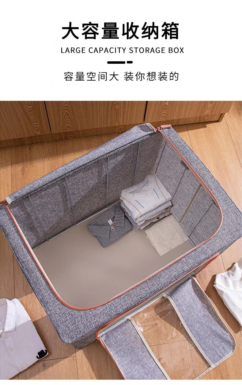 Wholesale cotton and linen storage box, clothes quilt, steel frame folding storage box, moisture-proof quilt, seasonal change, bed bottom storage box
