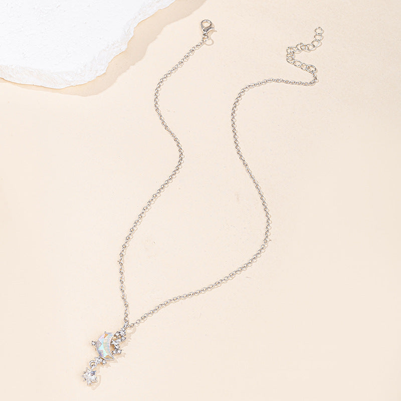 Wholesale alloy butterfly necklace - european & american cross-border e-commerce jewelry - diamond-studded star pendant - unique & versatile moon necklace