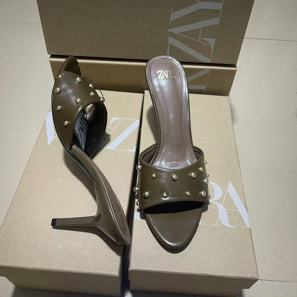 2024 summer new fashion sandals & slippers - buckled strap, single strap, women's outdoor wear, stiletto heel, square toe high heels