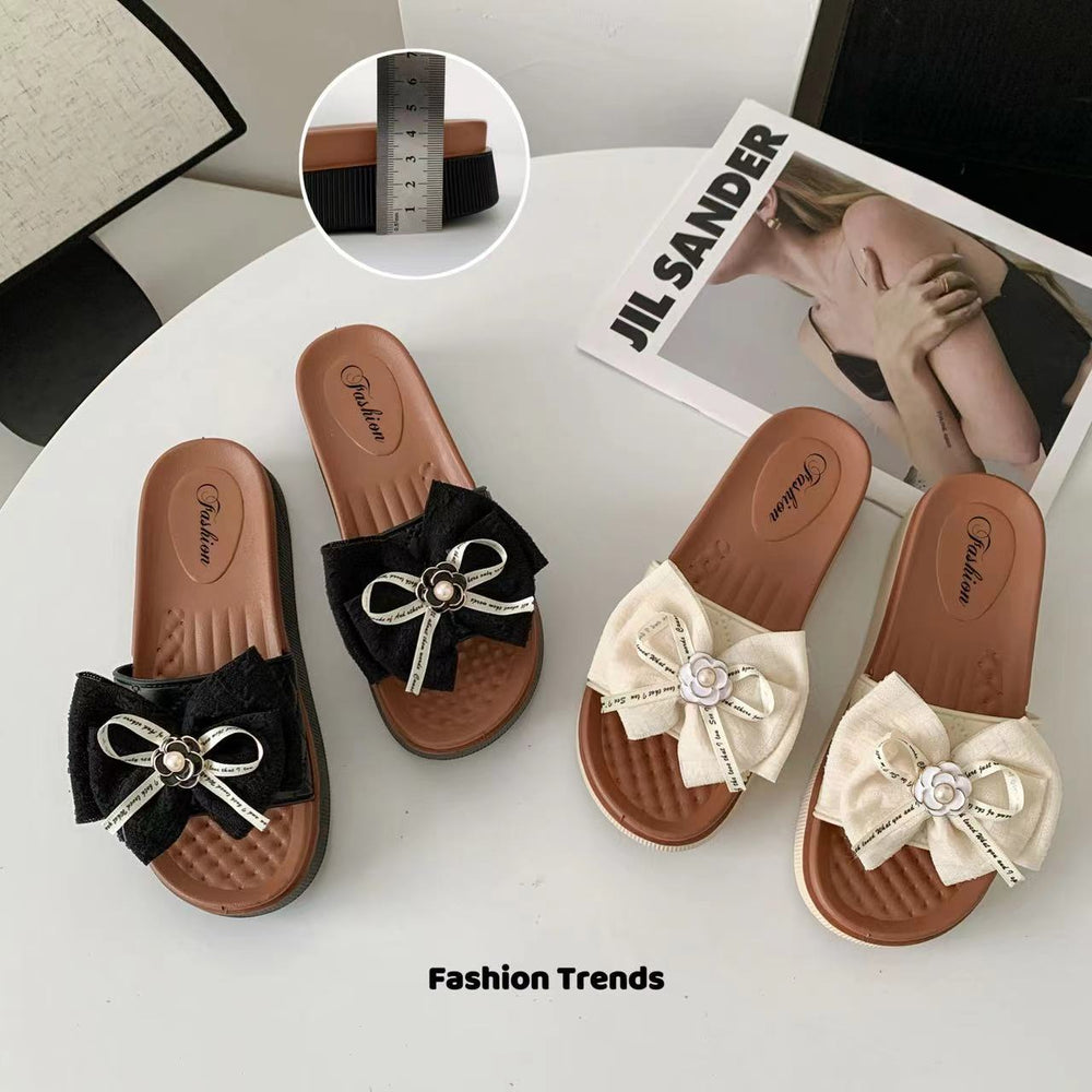 2024 summer new arrival: women's square-toe fashion sandals & slippers - casual, stylish, with bow detail, perfect for outdoor wear