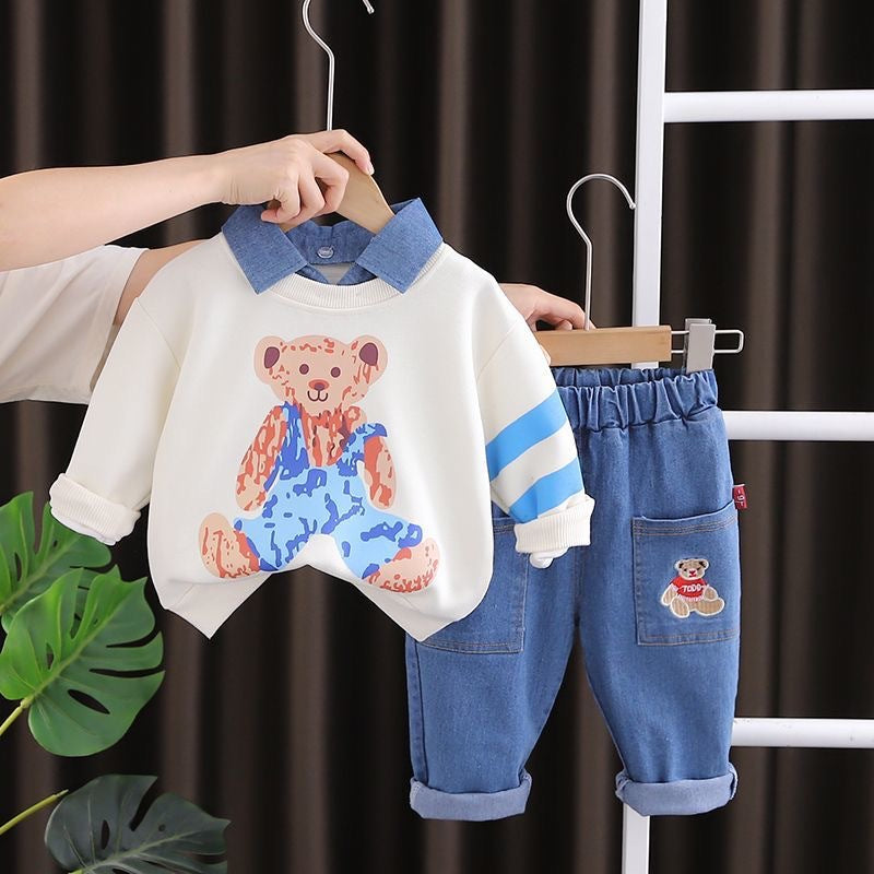 Boys' hoodie set - new  collection: stylish kids' autumn/winter round neck hoodie and pants two-piece outfit