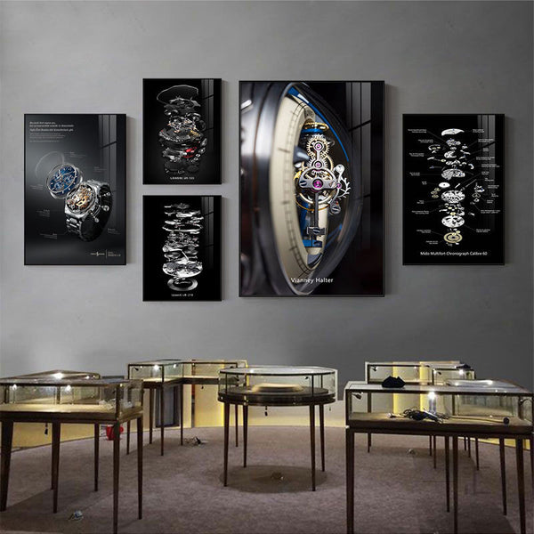 Watch live stream decorative painting, watch shop, watch store, precious luxury goods counter movement structure, manuscript diagram hanging painting