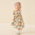 Baby long-sleeve dress, autumn  children's wear, nature print, girls' pink princess dress with bow