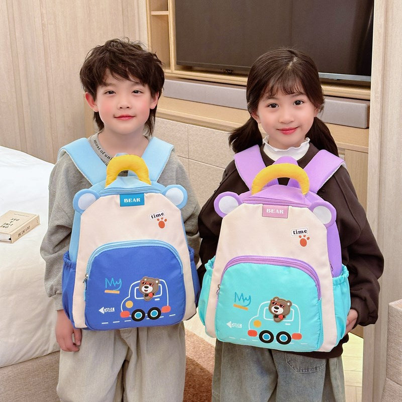 New kindergarten schoolbag cute digging bear schoolbag cartoon schoolbag boy baby simple and lightweight backpack wholesale