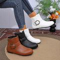 plus sizefashion chelsea large ring buckle side zipper boots fall and winternew arrivalpure colorflats cross-border fashion boots