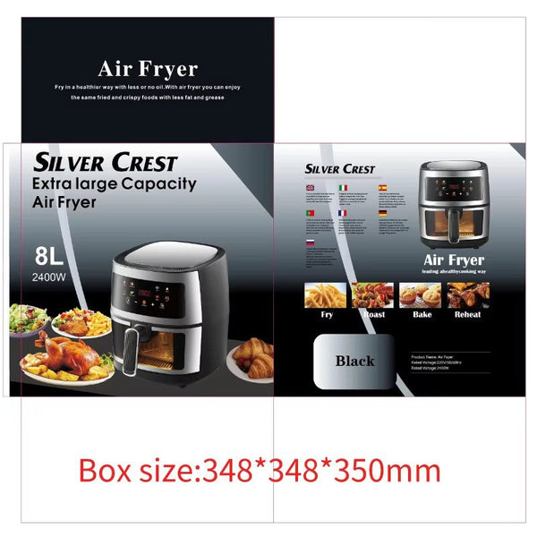 Russia Russia Cross-border touch screen stainless steel air fryer Household multi-functional smart electric fryer Window