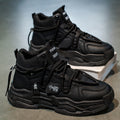 High-top men's winter sneakers 2025: new trendy, niche, original design, athletic & casual, chunky sole, height-increasing, leather upper, dad shoes