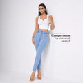 55--15606#  cross-border women's fashion european and american export ins blue high-waisted slimming skinny jeans