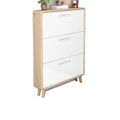 Solid wood shoe cabinet - slim, large capacity, space-saving design for home entryways, small apartments, and modern hallways