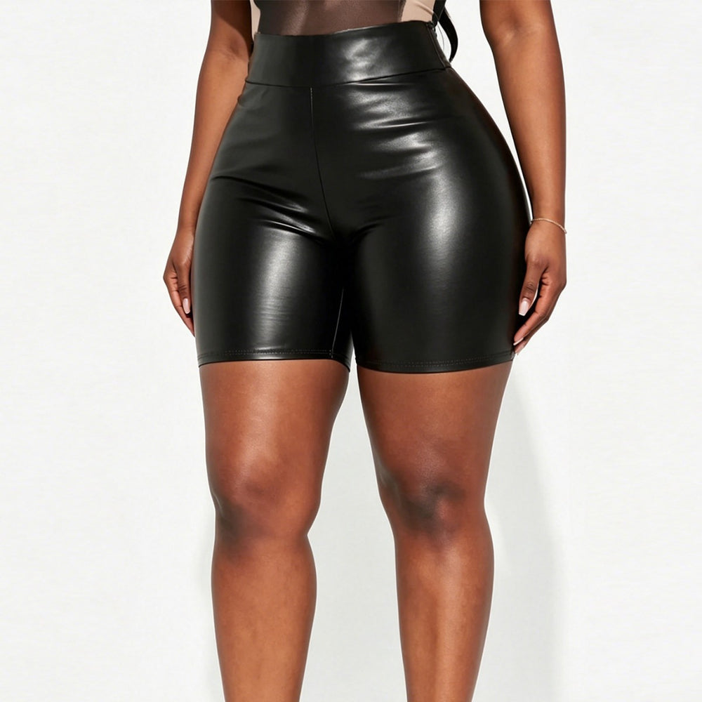 Fashionplus sizepu leather shorts for women 4-point pants hot style sexy cross-border independent station nightclub women's hot pants ins style