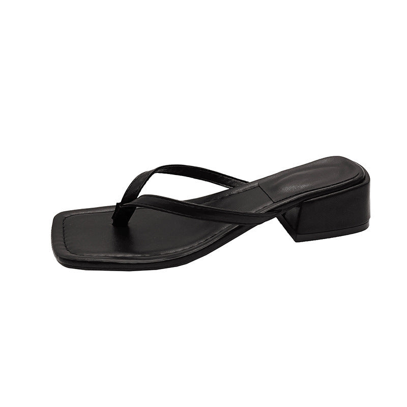 Women's flip-flops & thongs - 2023 summer new arrivals: fashionable square-toe, chunky heel, non-slip beach sandals for women - trendy style