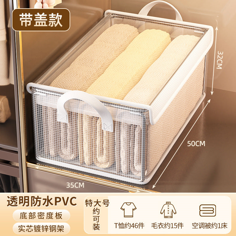 Clothes storage box, household wardrobe layered artifact, clothing pants sorting box, drawer, transparent folding storage basket