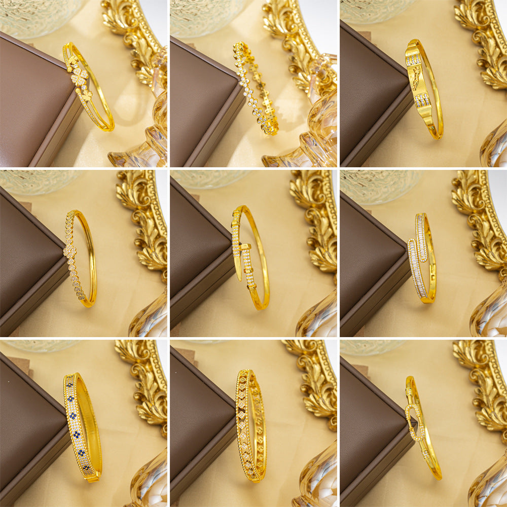 Bracelet female titanium steel fashion non-fading copper inlaid zirconium bracelet niche high-end fashion elegant jewelry wholesale hand jewelry