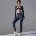 New solid color seamless underwear double-sided nylon long sleeve activewear yoga set - high elasticity, tight fit, anti-odor gym & yoga apparel