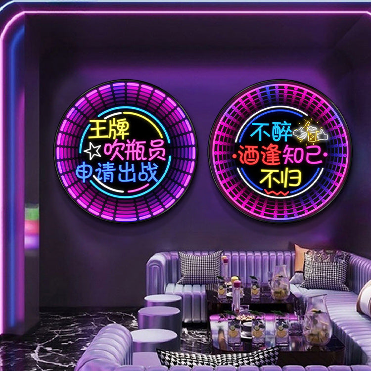 Luminous neon light text bar wall decoration painting KTV box led hanging painting singing and dancing restaurant clear bar nightclub painting