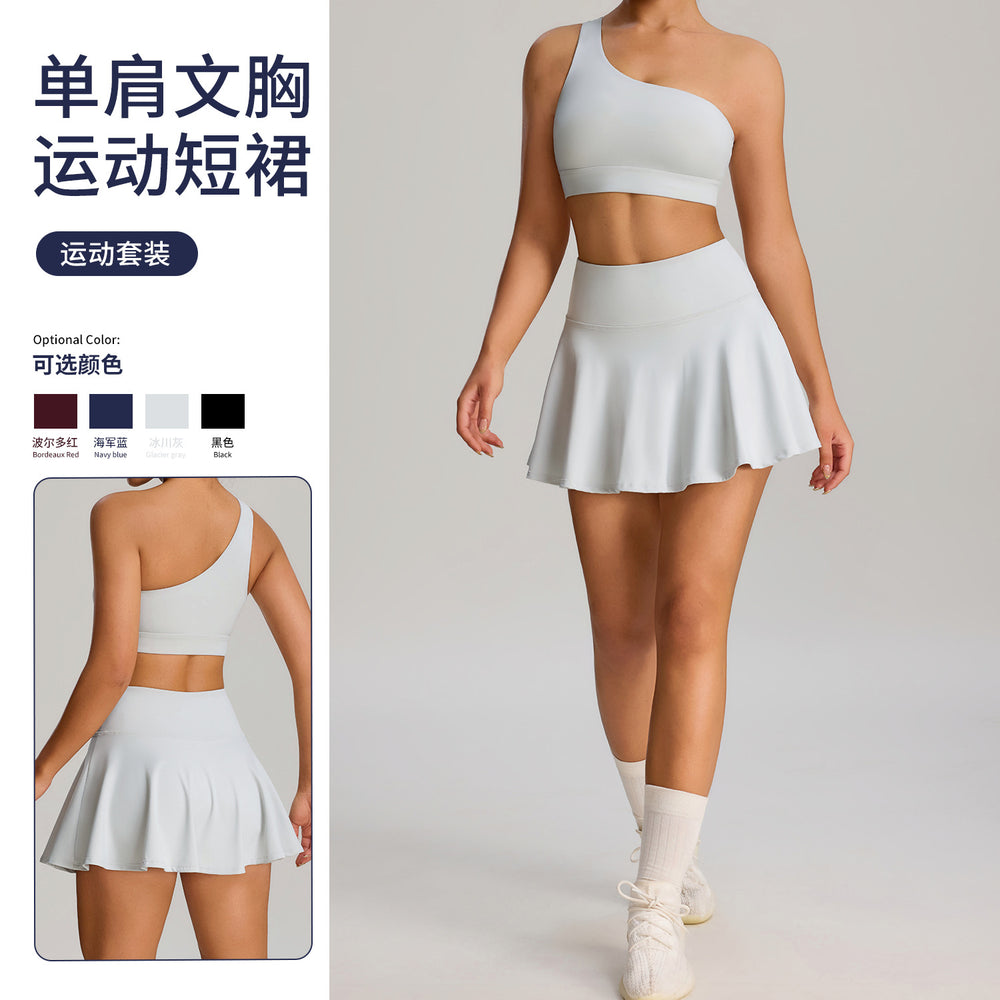 Fashionnew arrival tennis skirt suit women's badminton running yoga short skirt suitfashion tape fitness sports skirt pants