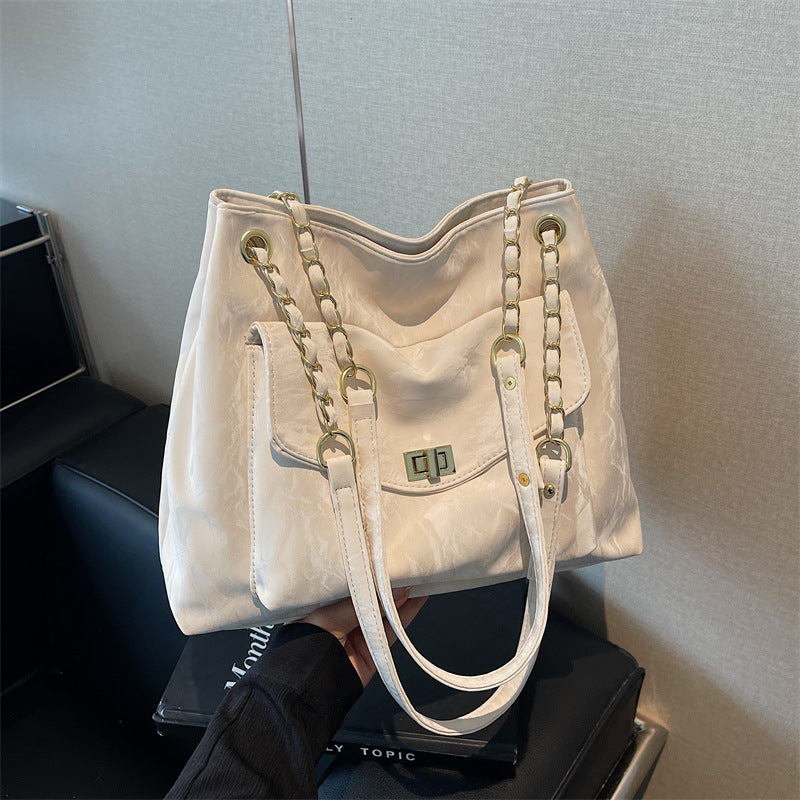 Retro large-capacity bag, new women's bag, popular versatile casual shoulder bag, simple college student tote bag