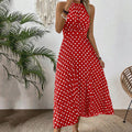 Xibo women's clothing  spring/summer fashion cross-border printed polka dot round neck maxi dress