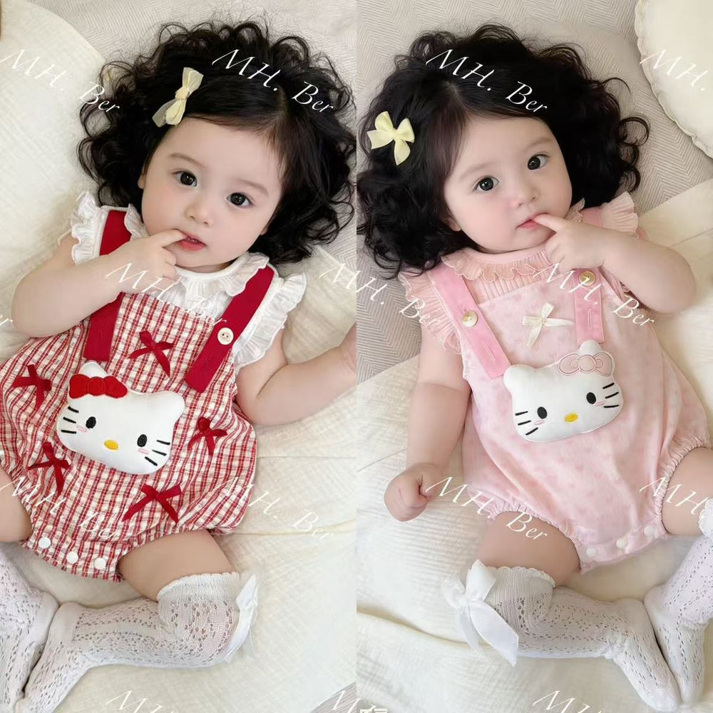 Infant and toddler summer suit female baby style vest bag butt overalls suitsummer outing cartoon bag butt cover