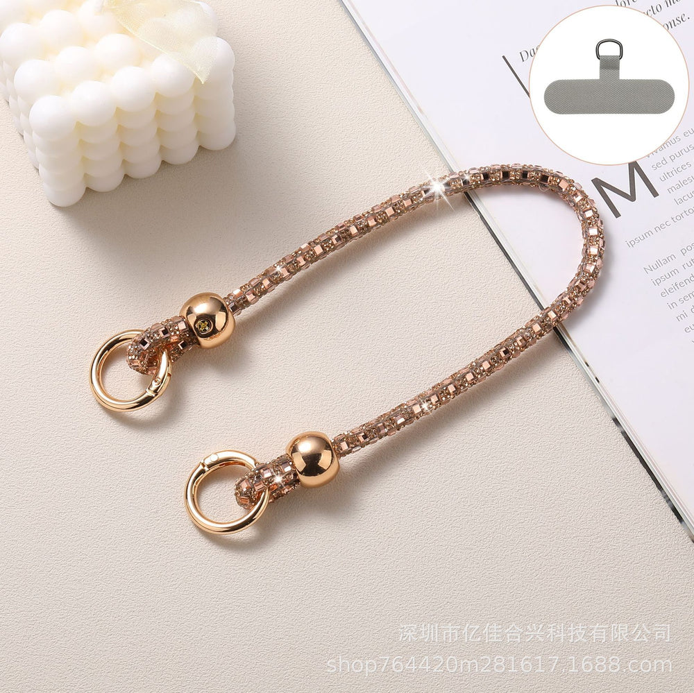 Luxury rhinestone beaded crystal phone lanyard - long crossbody phone strap with shoulder strap attachment for bags