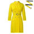 D3284  new arrival: high-waisted, slim-fit, pleated, patchwork midi blazer dress for export