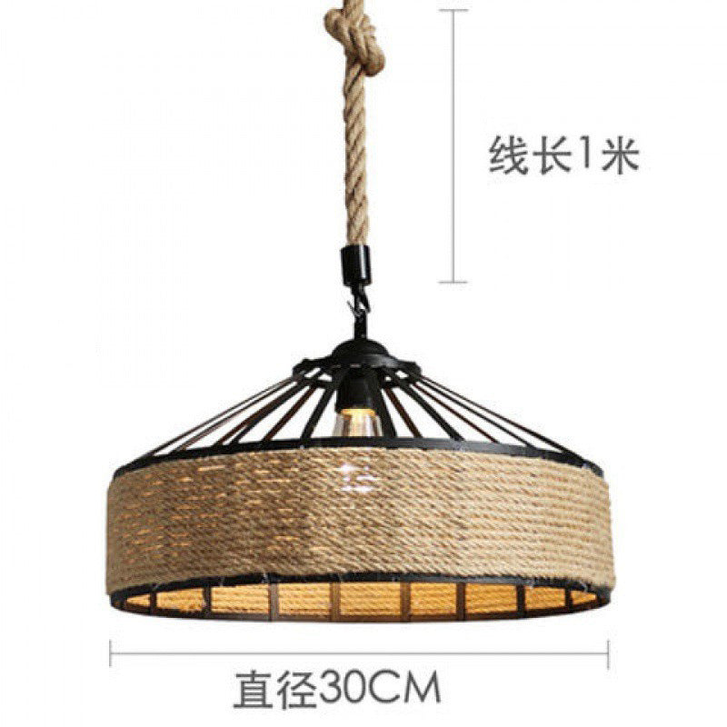 American country hemp rope chandelier yurt retro industrial style personalized hemp rope creative restaurant wrought iron bar lamps
