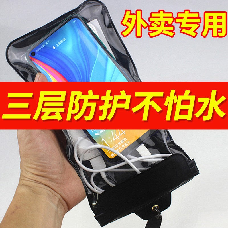 Waterproof phone pouch - thickened, touchscreen compatible, rechargeable phone bag - waterproof, rainproof, dustproof protection - ideal for food delivery riders