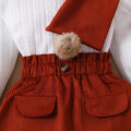 European and american cross-border children's fashion long-sleeved dress set with pom-pom scarf + beret 4-piece outfit