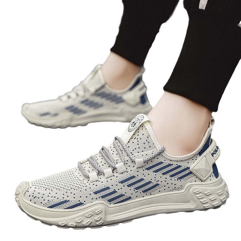 Men's winter mesh sneakers: new breathable, odor-resistant, flyknit mesh, slip-on casual athletic shoes with soft soles
