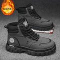 Men's winter fleece-lined thickened martin boots - trendy, versatile work boots, slip-resistant, wear-resistant, thick-soled, waterproof men's boots