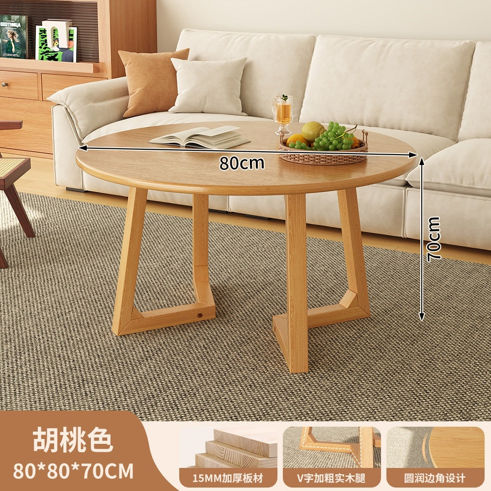 Japanese style solid wood living room coffee table small apartment insfor home log style round side table casual dining tea table