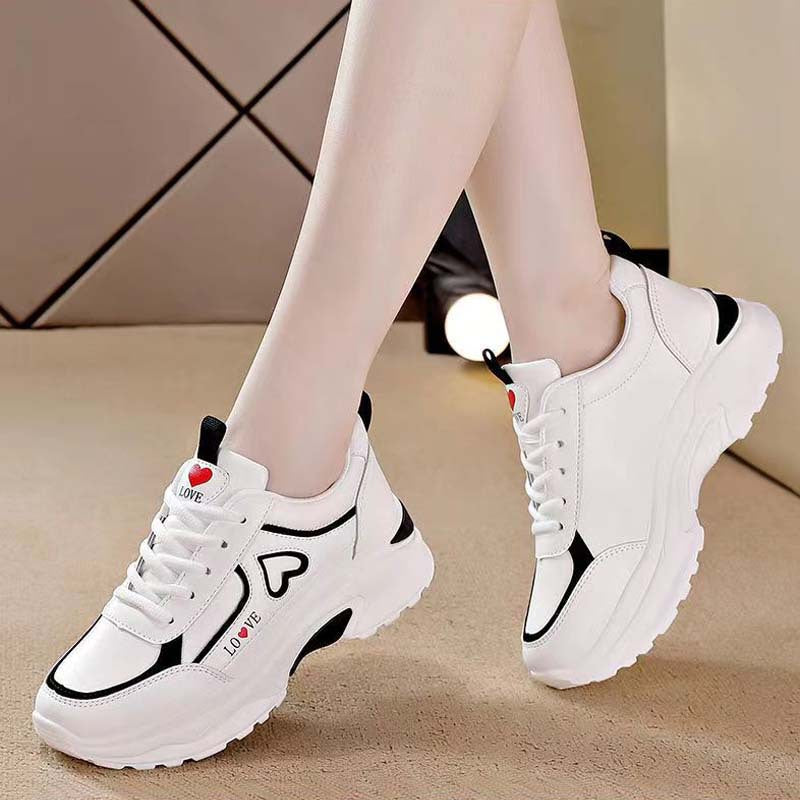 Dad shoes women's 2025 spring and autumn new breathable leather sports shoes women's k-styleeasiest for matchthick solecasual shoes running shoes