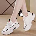 Dad shoes women's 2025 spring and autumn new breathable leather sports shoes women's k-styleeasiest for matchthick solecasual shoes running shoes