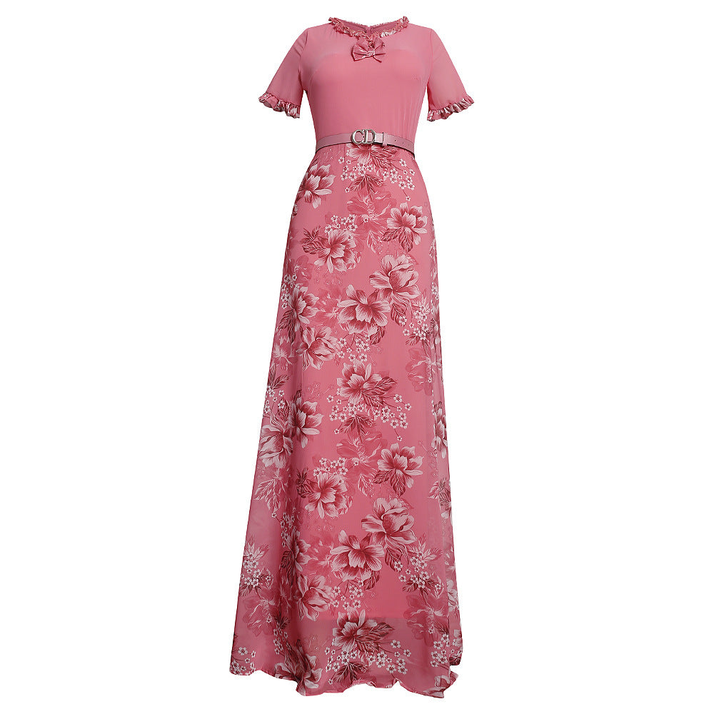 African plus size women's clothing cross-border e-commerce patchwork maxi dress floral chiffon dress  source in stock