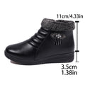 winter women's mid-aged and elderly cotton shoes - flat, non-slip, extra thick, warm, soft-soled, fleece-lined leather ankle boots - wholesale