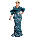 supply round neck mid-sleeve slim fit mermaid long dress evening gown sequin african european fashion women's clothing