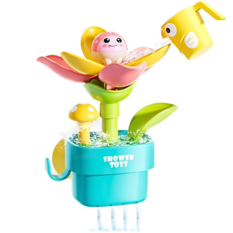 Kids mushroom flower water shower bath watering flower pot family bathroom umbrella water spray pull-out water gun toy