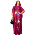Plus size african robe dress with rhinestone embellishments and headscarf - cross-border supply for