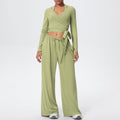 New brushed fleece quick-dry yoga outfit set - three-piece activewear with drawstring and tie details for sports, outdoor training, running, and fitness