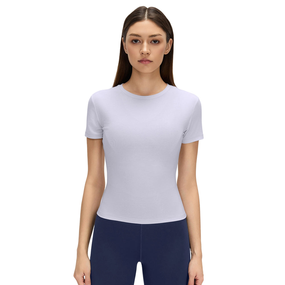 Women's summer quick-dry breathable yoga top - short sleeve crew neck casual running sports fitness t-shirt (model d26080)