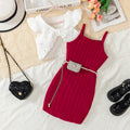new spring and summer cross-border exclusive heavy industry beaded vest + suspender dress two-piece set