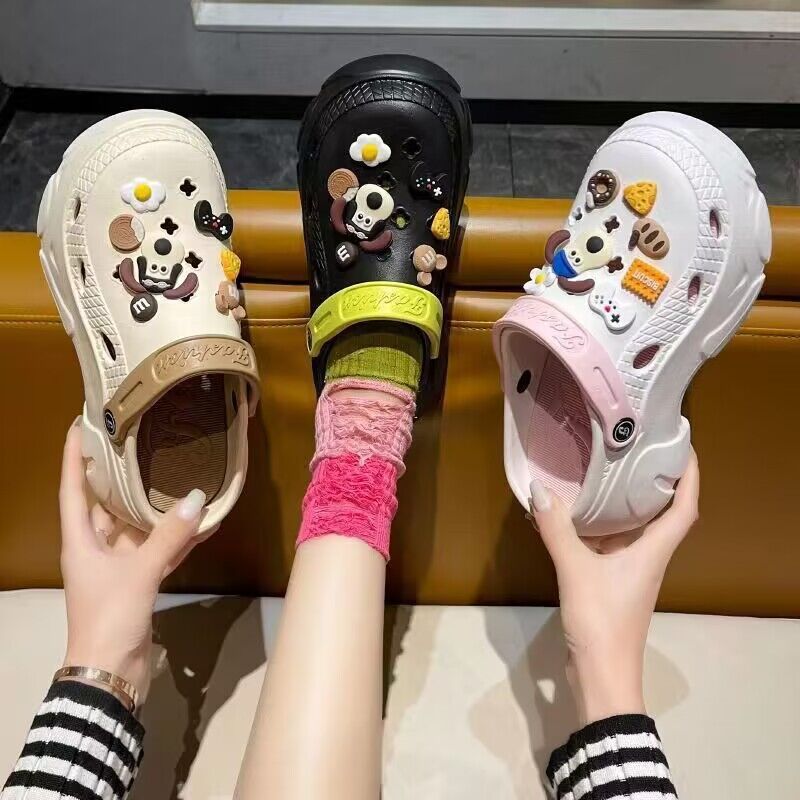Eva clogs women's ins trendy summer thick sole high heels nurse toe-cap half drag cute outwear shit-stepping beach sandals