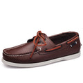 Men's genuine leather boat shoes - classic brown casual dress shoes, lightweight leather business shoes with a british-inspired design