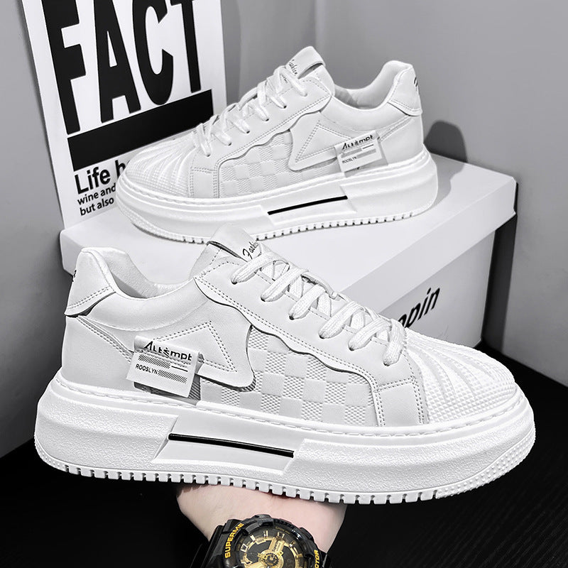 Shell toe white shoes men's hidden heel spring new arrivalstylishfashion sports casual trendy shoes easiest for matchthick sole sneakers
