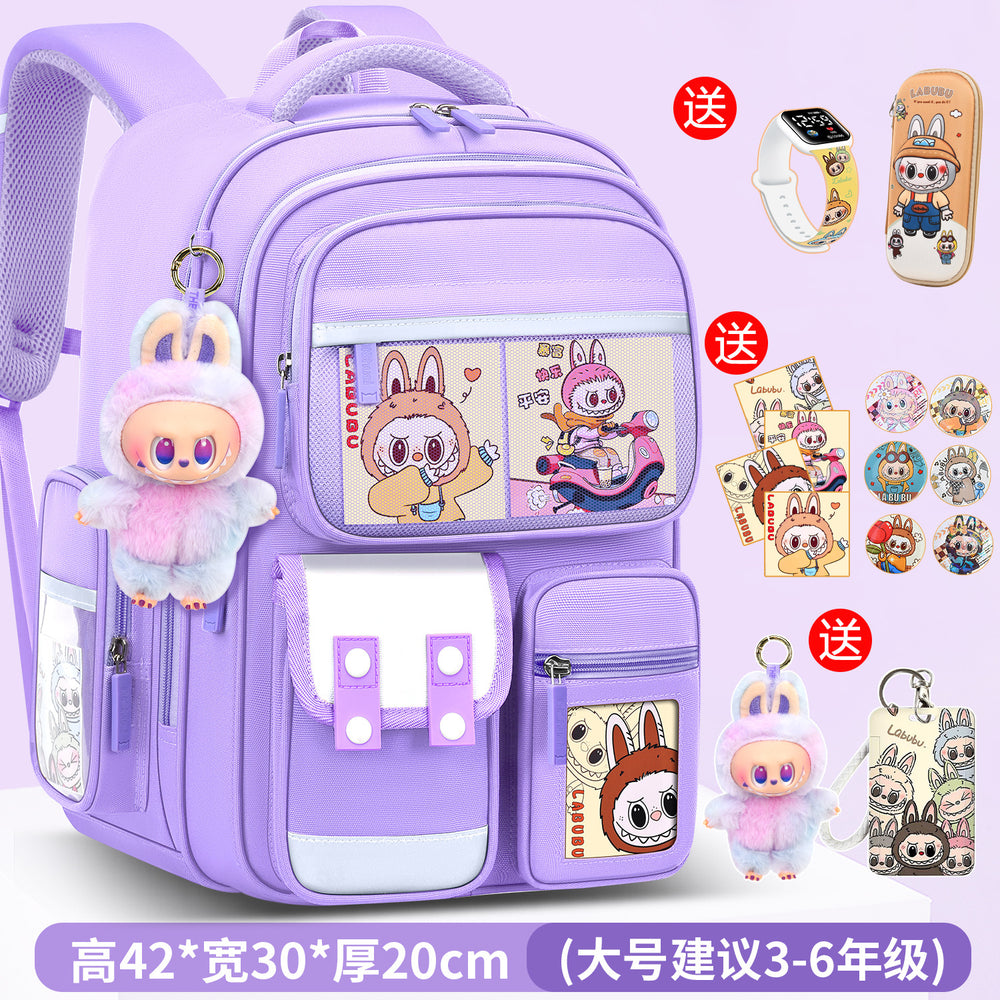 Labubu backpack - new 2026 model for elementary school students (grades 1-6). lightweight, spine-protecting, and load-reducing design for boys and girls